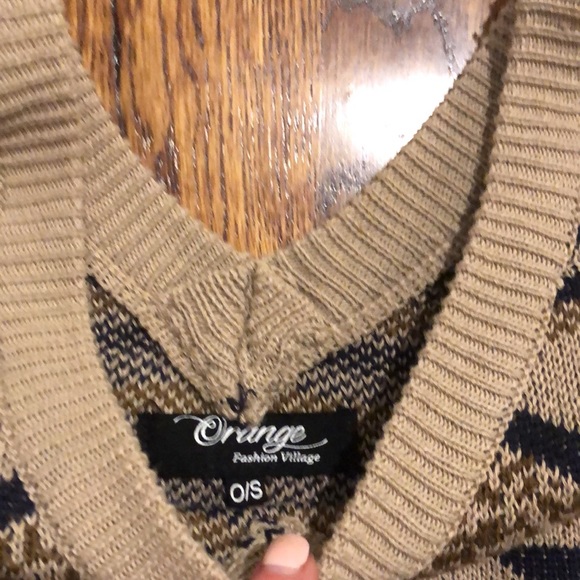 Orange Fashion Village Tribal design sweater poncho - Picture 2 of 11